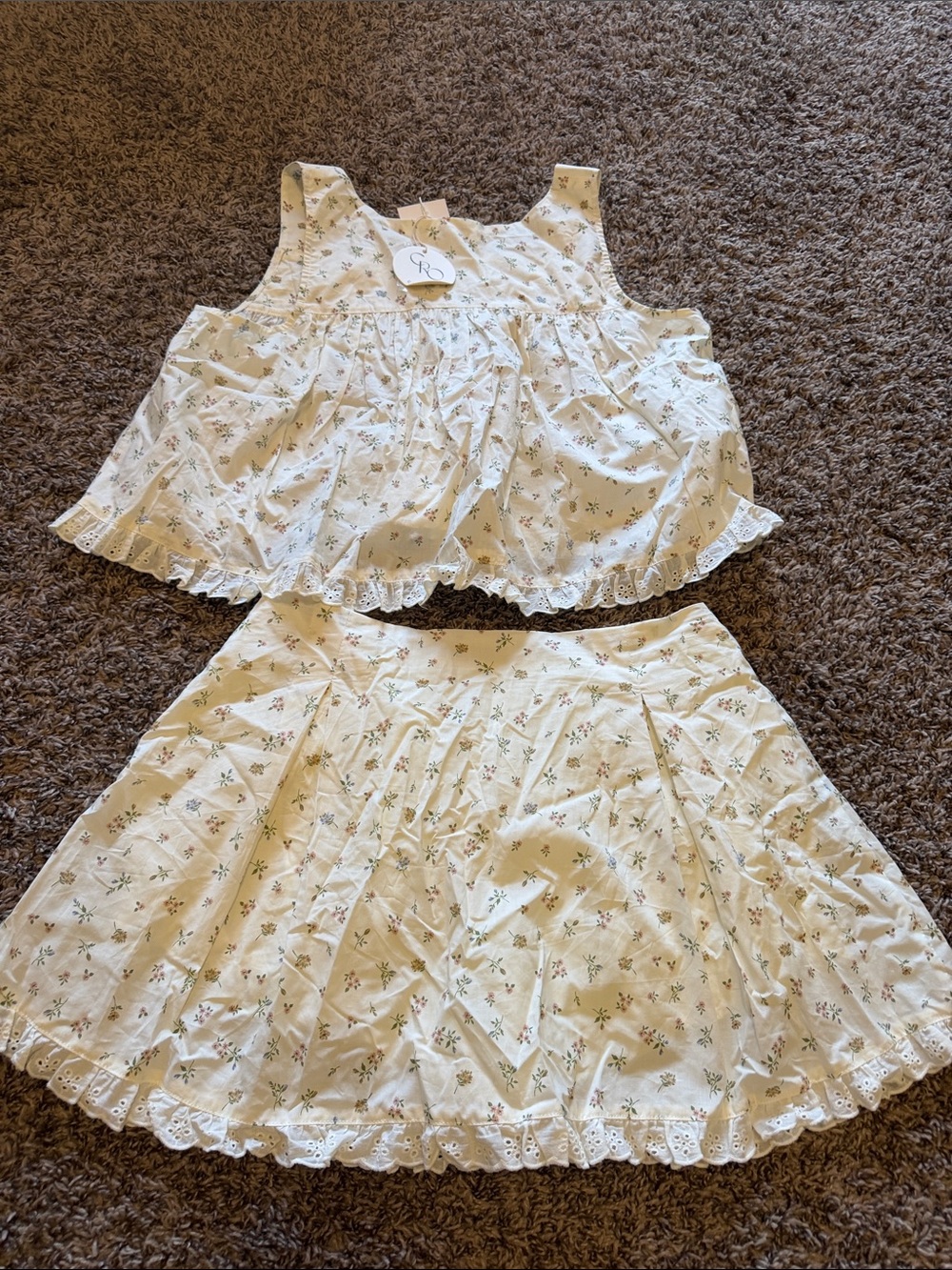 Worth Collective Cream Floral Eyelet Two-Piece Dress Set